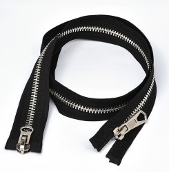 Молния MaxZipper мет. №8 никель шлиф.звено, 2 замка, 110 см цв.F322 черный уп.50шт