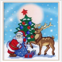 Набор для вышивания с рисунком на канве МП СТУДИЯ арт.РК-313 Дед Мороз 22х21 см упак (1 шт)