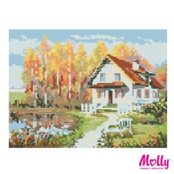 Картины мозаикой Molly арт.GZ113 Золотая Осень (23 Цветов) 40х50 см упак