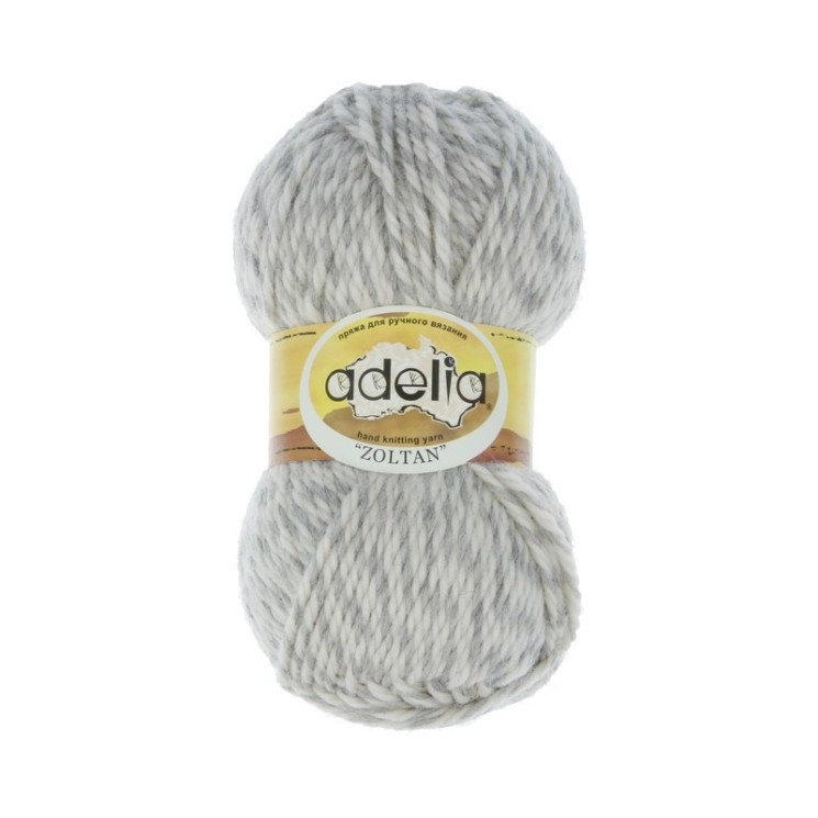 Пряжа ADELIA ZOLTAN (100% шерсть) 5х100г/115м цв.115 серый-белый