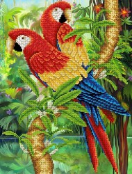 Рисунок на ткани КАРОЛИНКА арт. КБЖ-3005 Попугаи 27х35,5 см