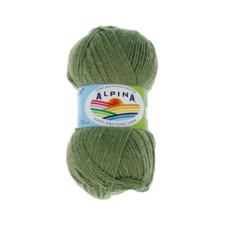 Пряжа ALPINA PAULA (60% мериносовая шерсть, 20% натуральный шелк, 20% нейлон) 3х50г/175м цв.11 зеленый