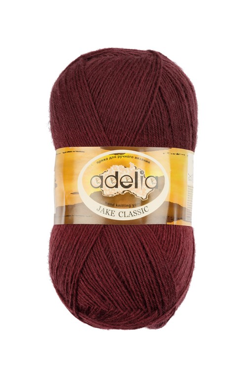 Пряжа ADELIA JAKE CLASSIC (75% шерсть, 25% нейлон) 5х100г/410м цв.08 т.бордовый