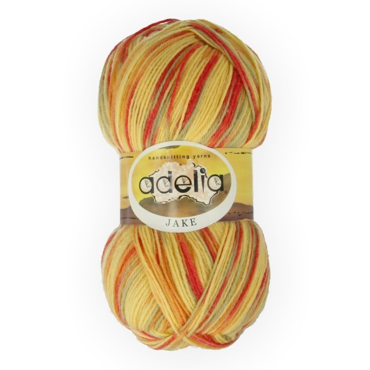 Пряжа ADELIA JAKE (75% шерсть, 25% нейлон) 5х100г/400м цв.06 желтый/красный/оранжевый/зеленый