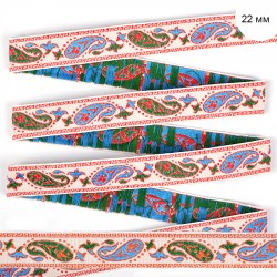 Лента отделочная жаккардовая арт.с1852г17 рис.9061 шир.22-24мм цв.белый в ассортименте уп.25м