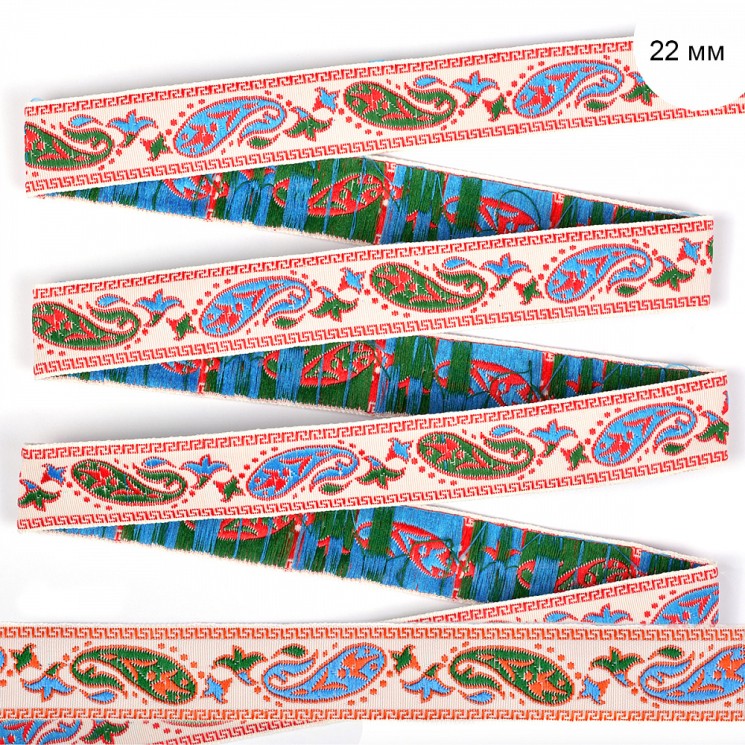 Лента отделочная жаккардовая арт.с1852г17 рис.9061 шир.22-24мм цв.белый в ассортименте уп.25м