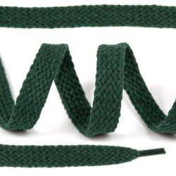 Шнурки плоские 15мм х/б дл.150см цв.019 т.зелёный (10 комп)