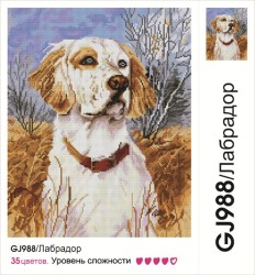 Картины мозаикой Molly арт.GJ988 Лабрадор (35 Цвета) 40х50 см упак