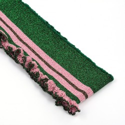 Подвяз трикотажный полиэстер арт.TBY.73031 цв.зеленый с розовыми полосами с люрексом, 8х76см уп.5шт