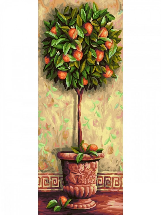 Картина по номерам с цветной схемой на холсте Molly арт.KHS0013 Панно. Апельсиновое дерево (33 цвета) 35х90 см