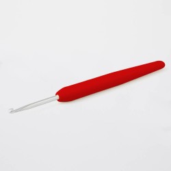 30909 Knit Pro Крючок для вязания с эргономичной ручкой Waves 4мм, алюминий, серебристый/мандарин