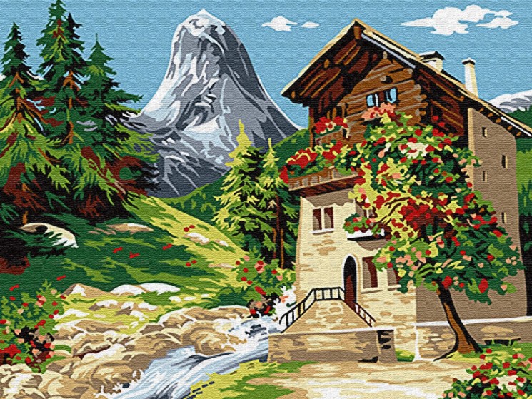 Картины по номерам Дом у горы EX6081 30х40 тм Цветной