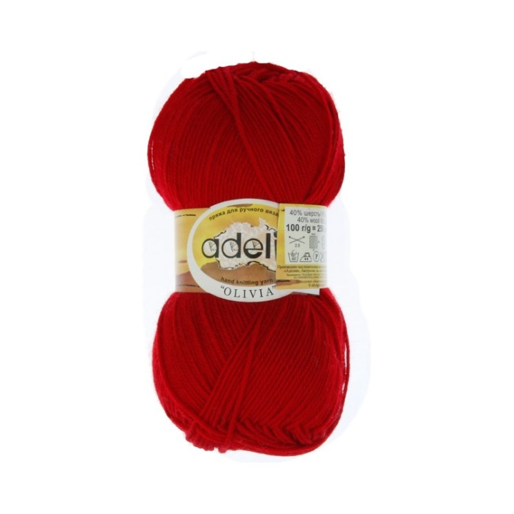 Пряжа ADELIA OLIVIA (60% акрил, 40% шерсть) 5х100г/250м цв.11 красный