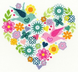 Набор для вышивания Bothy Threads арт.XB1 Heart Bouquet (Цветочное сердце) 25х23 см