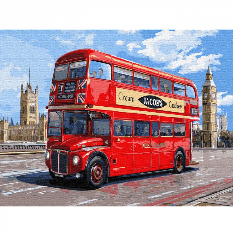 Картина по номерам с цветной схемой на холсте Molly арт.KK0650 Автобус Лондона (21 цвет) 30х40 см