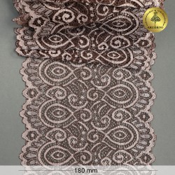 Кружево-стрейч KRUZHEVO арт.TBY.L1351 шир.180мм цв.т.бежевый+св.бежевый уп.3м