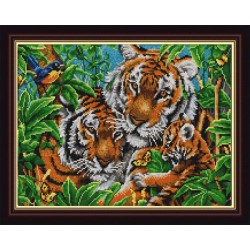 Рисунок на ткани (Бисер) КОНЁК арт. 9836 Тигры 29х39 см