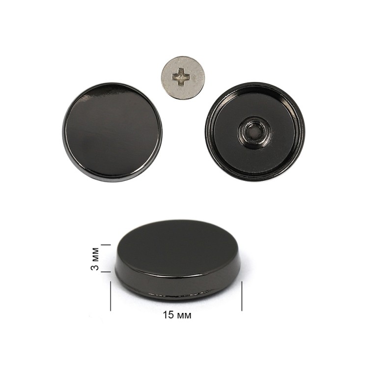 Ножки для сумкиметалл TBY.107929 d-15mm, h-3mm цв.черный никель уп.10шт
