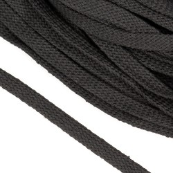 Шнур плоский х/б 10мм турецкое плетение цв.032 чёрный уп.50 м