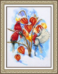 Набор для вышивания бисером ПАУТИНКА арт.Б-1475 Физалис в снегу 28х38 см