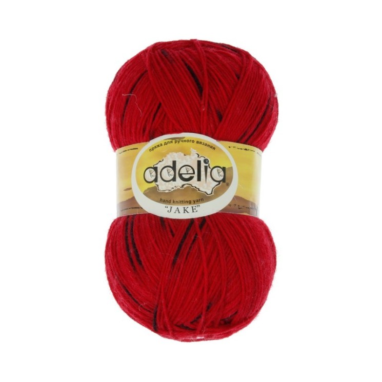 Пряжа ADELIA JAKE (75% шерсть, 25% нейлон) 5х100г/400м цв.12 красный/черный