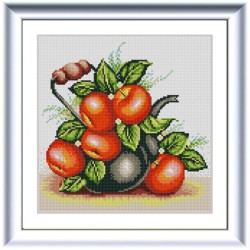Рисунок на ткани (Бисер) КОНЁК арт. 1322 Яблочный чайник 25х25 см