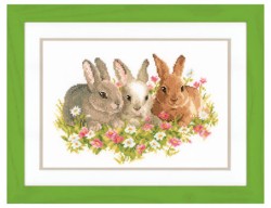 Набор для вышивания VERVACO арт.PN-0143866 Кролики в цветочном поле 27х18 см