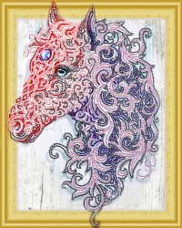 Набор "Колор Кит" картина алмазная с фигурными стразами арт.КК.FKU005 Аметистовая лошадь 40х50
