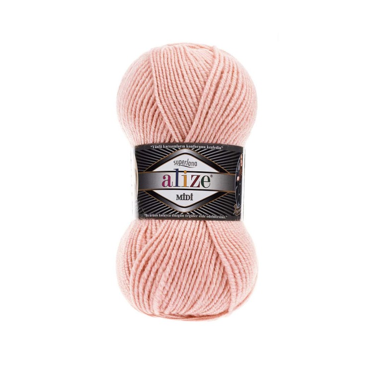 Пряжа для вязания Ализе Superlana midi (25% шерсть, 75% акрил) 5х100г/170м цв.523 кристально розовый