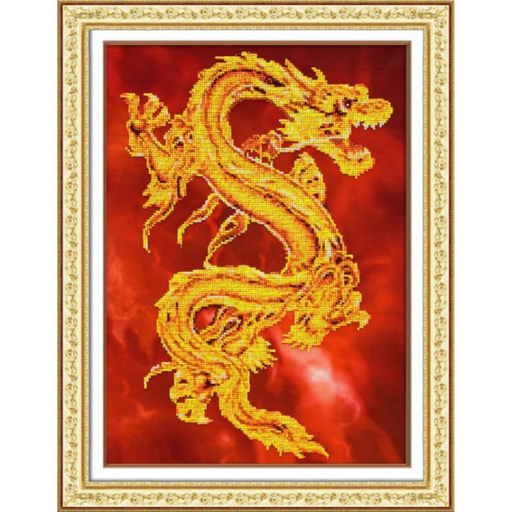 Набор для вышивания бисером ПАУТИНКА арт.Б-1457 Восточный дракон 28х39 см