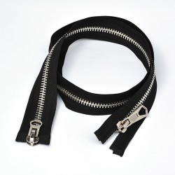 Молния MaxZipper мет. №8 никель шлиф.звено, 2 замка, 85 см цв.F322 черный уп.50шт