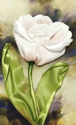 Набор для вышивки лентами КАРОЛИНКА арт. КЛ-4015(н) Белый тюльпан 15х21,5 см
