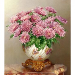 Картины мозаикой Molly арт.KM0253 Бузин. Розовые астры (37 цветов) 40х50 см