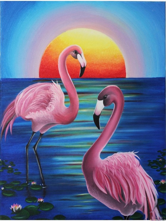 Картины по номерам Molly арт.KH1003 Розовые фламинго 15х20 см