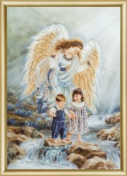 Набор ЧМ арт. КС-038 для изготовления картины со стразами Ангел и дети 30/3х42 см упак (1 шт)