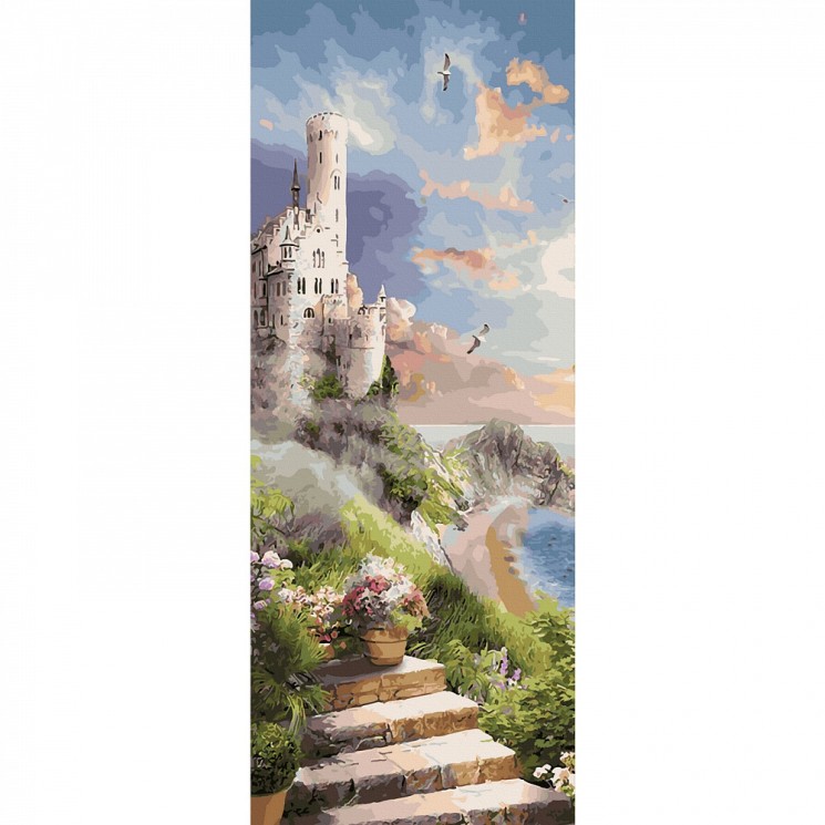 Картина по номерам с цветной схемой на холсте Molly арт.KHS0010 Панно. Замок спящей красавицы (41 цвет) 35х90 см