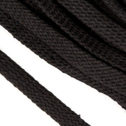 Шнур плоский х/б 15мм турецкое плетение цв.032 чёрный уп.50 м