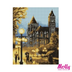 Картины мозаикой Molly арт.GJ008 Вечерний замок (15 цветов) 40х50 см упак