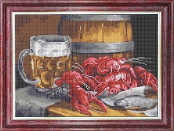 Рисунок на ткани КАРОЛИНКА арт. КБП-3058 Пиво с раками 26х36 см