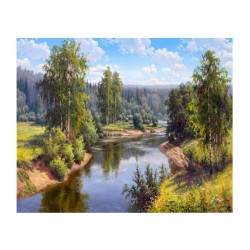 Картины по номерам Molly арт.KH0282 Прищепа. Проточная река (29 цветов) 40х50 см