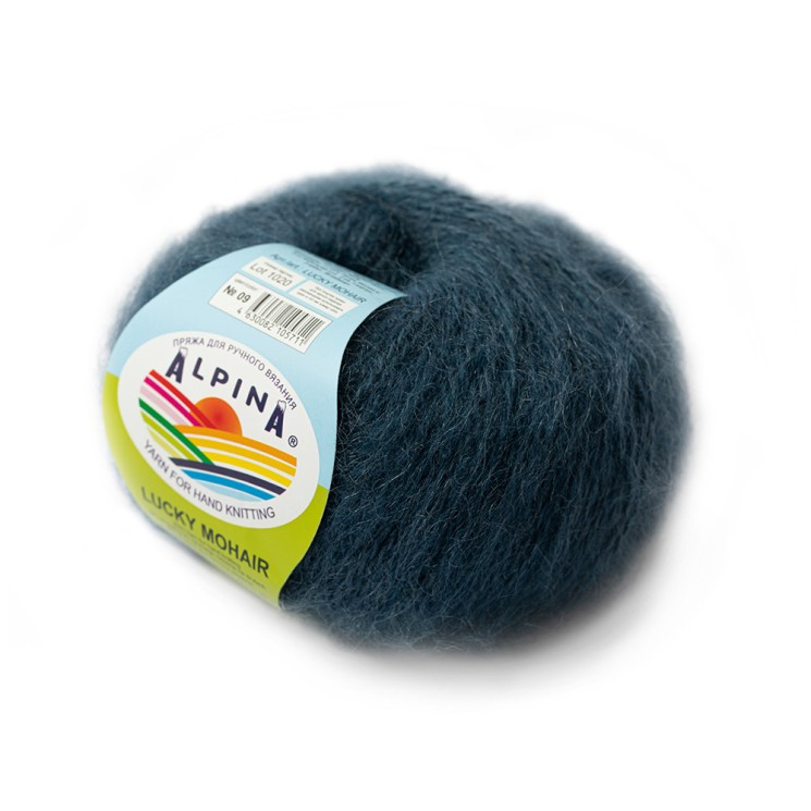 Пряжа ALPINA LUCKY MOHAIR (60% кид мохер, 40% акрил) 10х50г/150м цв.09 джинсовый