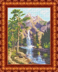 Рисунок на ткани КАРОЛИНКА арт. КБП-3024 Горный водопад 27,2х36,4 см