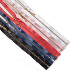 Молния MaxZipper мет. №3 золото атласная тесьма/ 18см н/р уп.5цв х 2шт