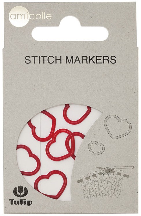 Tulip Маркер для вязания "Amicolle", сердце 2х3мм, арт.AC-005E пластик, цв.красный, уп.10шт