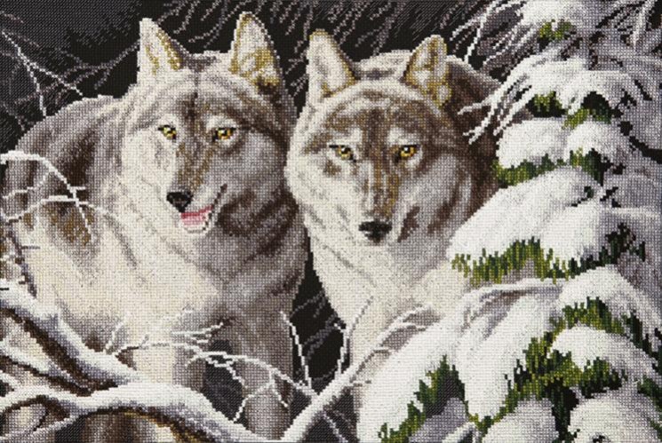 Набор для вышивания ЧАРИВНА МИТЬ арт.М-367 Волки в зимнем лунном свете 39.5x26.5 см