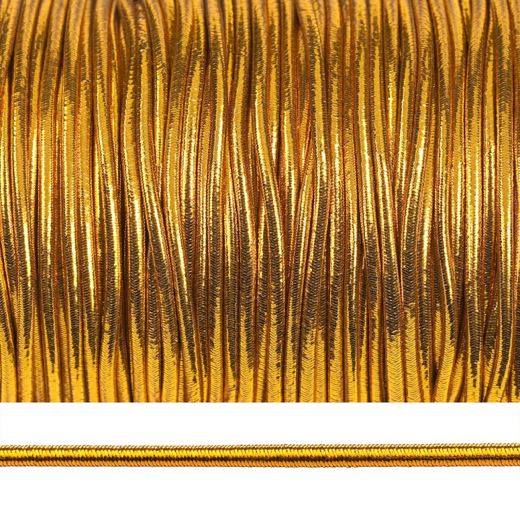 Резинка TBY шляпная (шнур круглый) цв.золото 3/0мм боб.100м