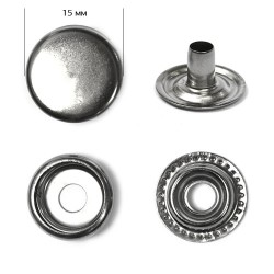 Кнопка сталь Strong №61 (О-образная) 15мм цв. никель черный уп. 720шт упак (720 шт)