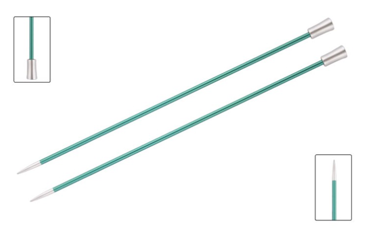 47306 Knit Pro Спицы прямые Zing 8мм/35см, алюминий, изумрудный, 2шт