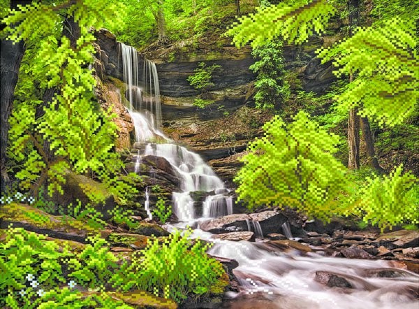 Рисунок на шелке МАТРЕНИН ПОСАД арт.37х49 - 4146 Водопад в лесу упак (1 шт)