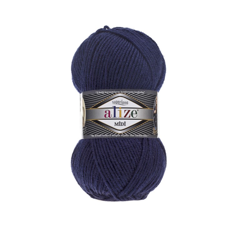 Пряжа для вязания Ализе Superlana midi (25% шерсть, 75% акрил) 5х100г/170м цв.058 т.синий